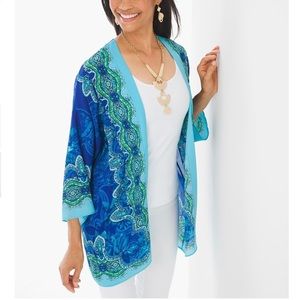 Chico’s Medallion print draped kimono